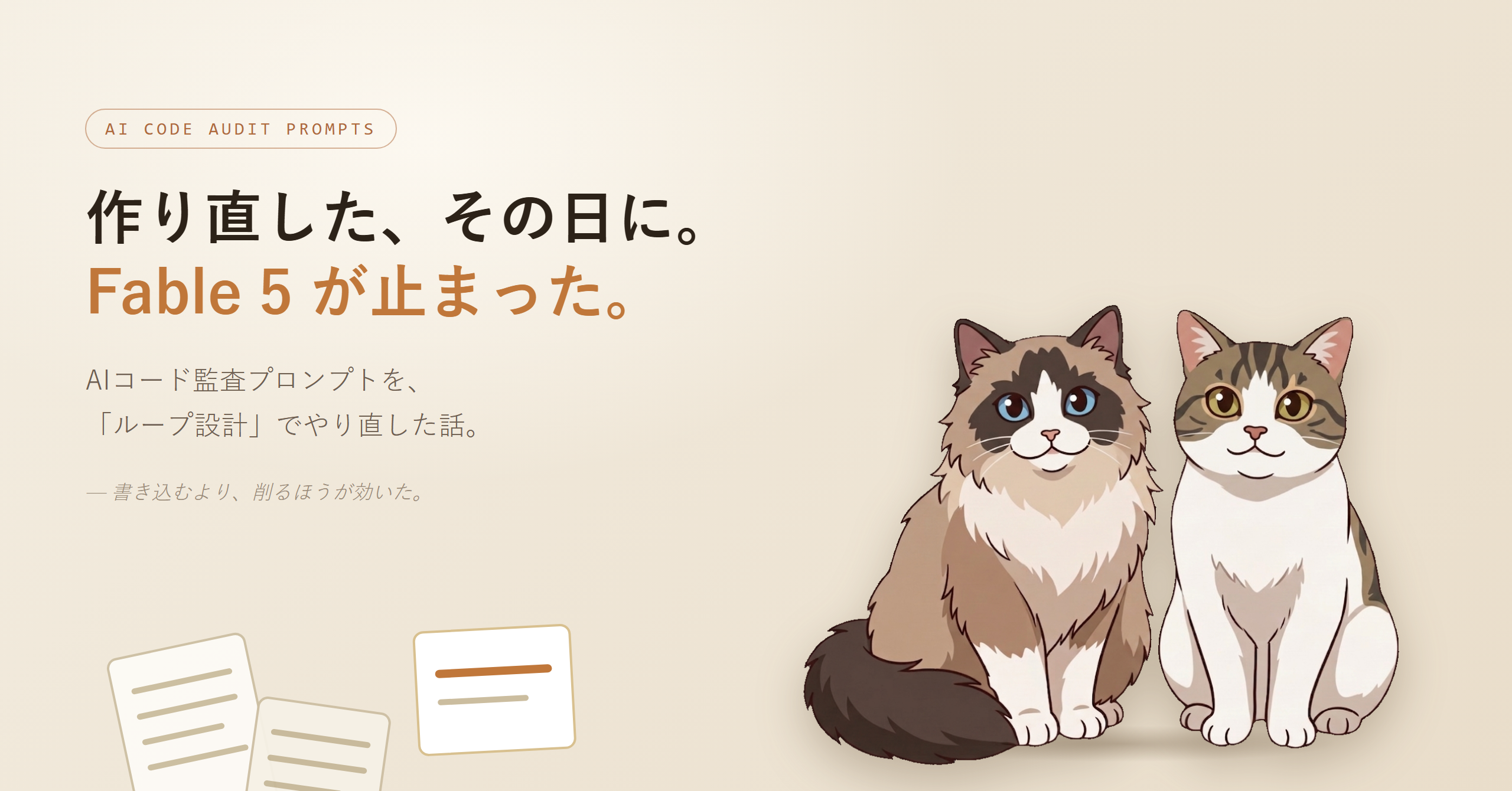 AIコード監査プロンプトを手取り足取り型からループ設計へ書き直す、引き算の設計判断のヒーロー画像