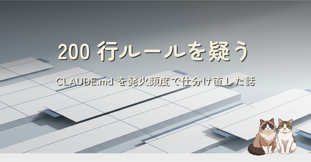 200 行ルールを疑って、CLAUDE.md を発火頻度で仕分け直した話