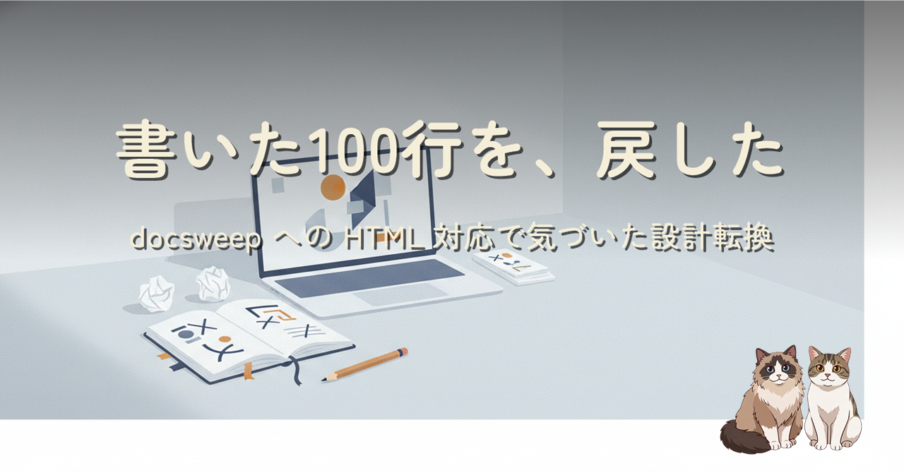 書いた 100 行を、戻した — docsweep への HTML 対応で気づいた設計転換