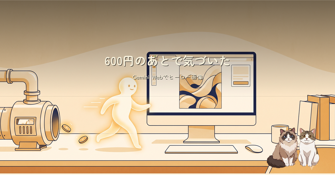 API課金の経路からブラウザー経由の画像生成へ切り替える様子を描いた暖色のヒーロー画像
