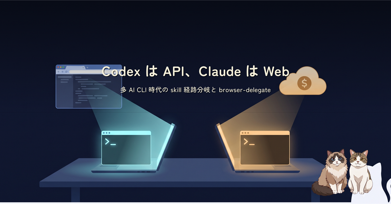 Codex は API、Claude は Web の対比ヒーロー