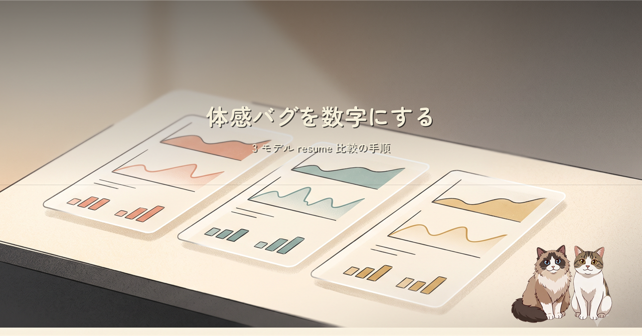 3 つの計測パネルが並ぶ静物イラスト