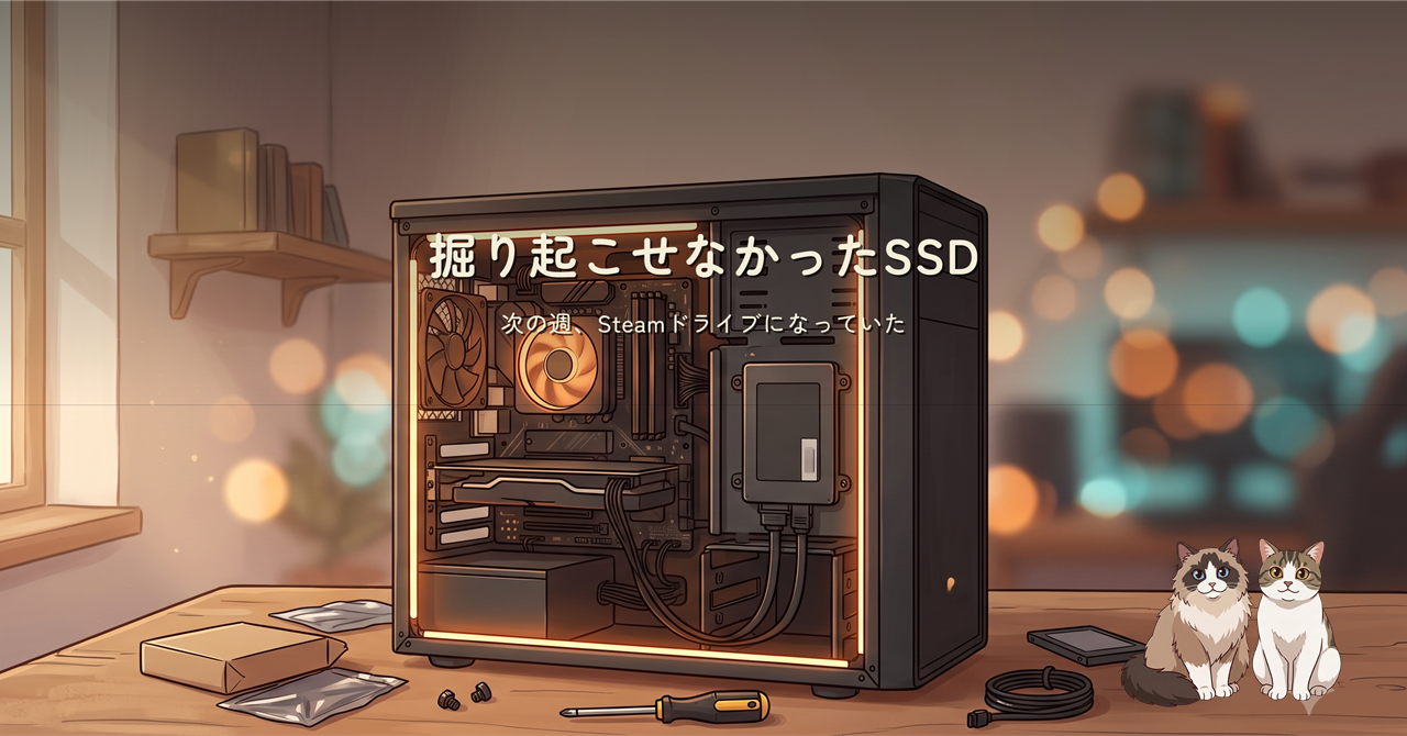 掘り起こしたSATA SSDを新しいPCケースに取り付ける、温かみのあるヒーロー画像