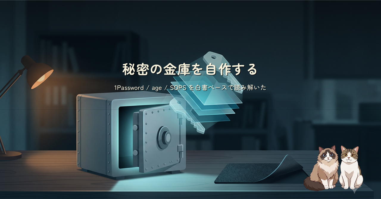 夜のデスクに置かれた金庫の扉が半分開き、暗号の層を思わせる半透明の鍵が浮かんでいるヒーロー画像