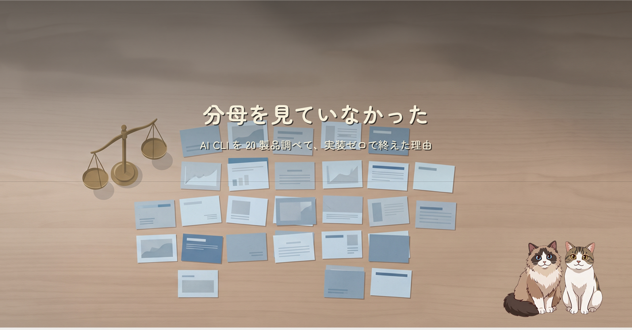 紙のカードが並んだ机と小さな天秤を上から見たイラスト