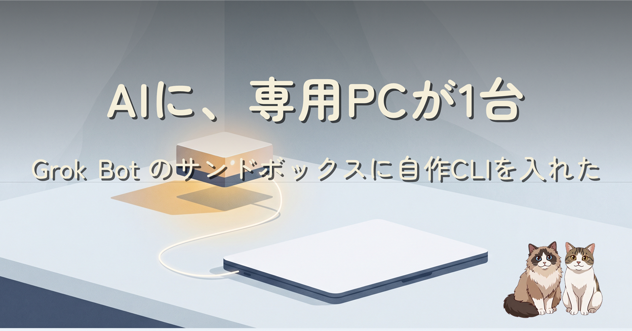 淡いブルーの机の上に、やわらかく光る小さなサーバーの箱が浮かび、細い光の線で閉じたノートパソコンとつながっている編集イラスト