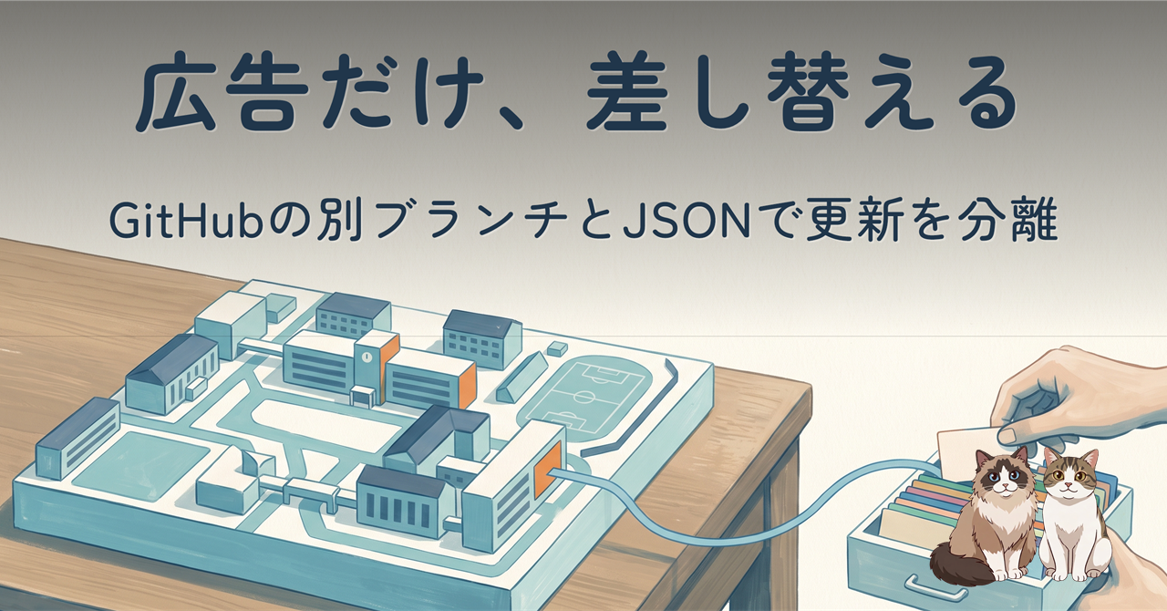 広告だけ、差し替える。GitHubの別ブランチとJSONで更新を分離