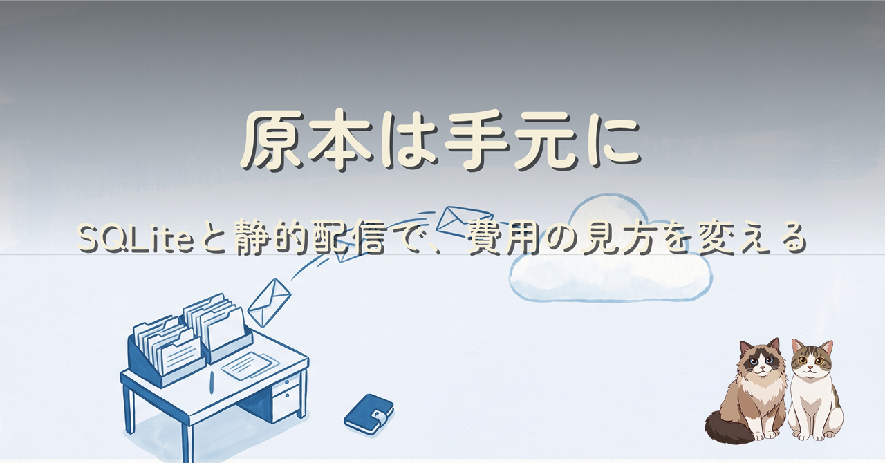 原本は手元に。SQLiteと静的配信で費用の見方を変える