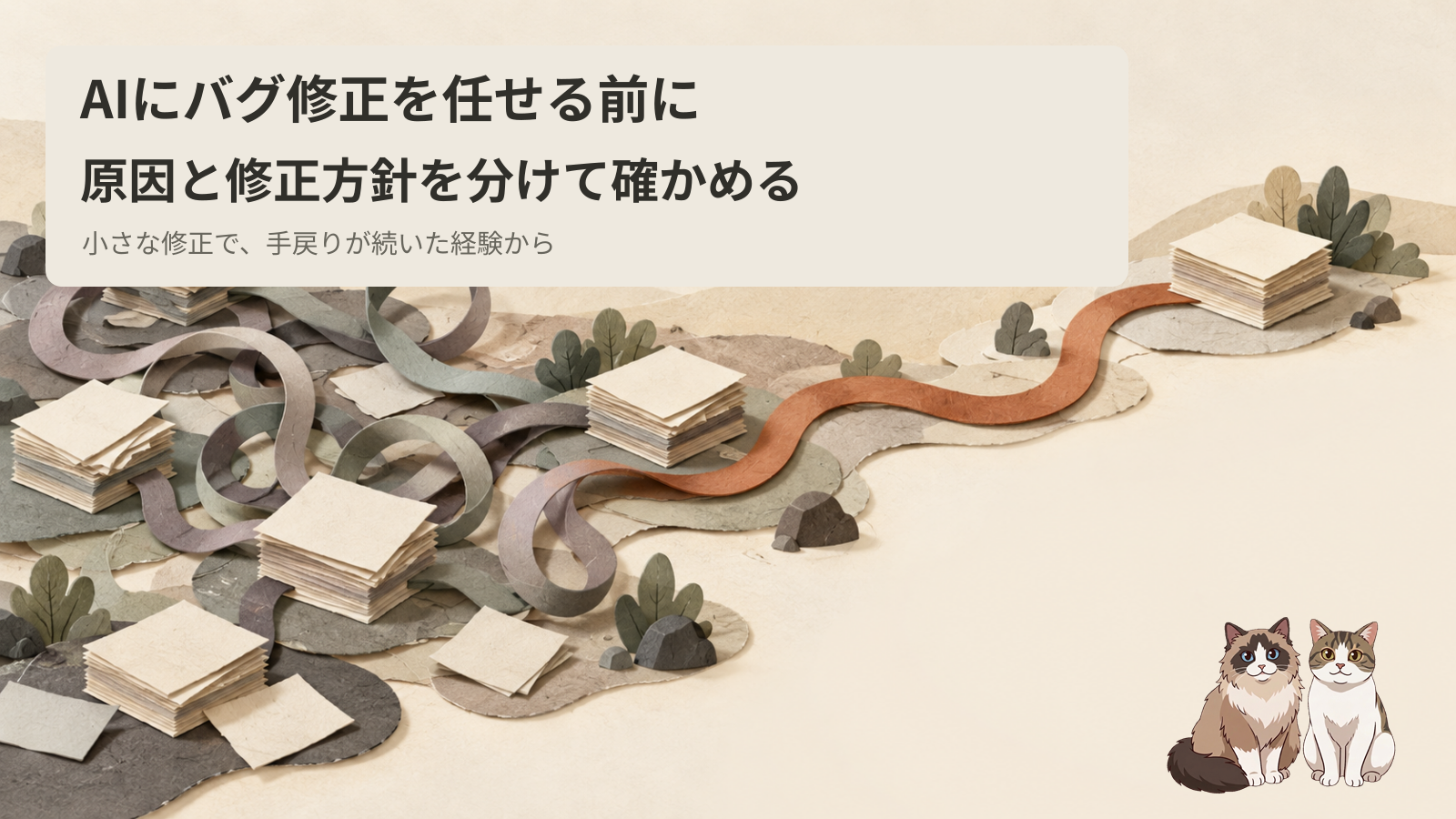 行き来する修正案から一本の経路へ戻る場面